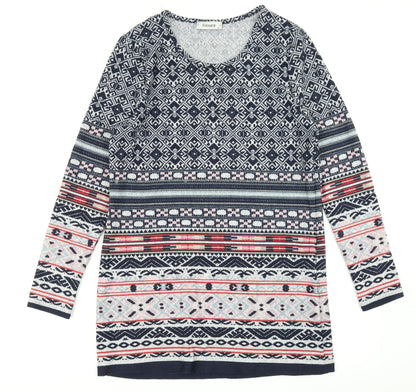 Additional front view of Alexara women’s blue batik knit a-line, size UK 14