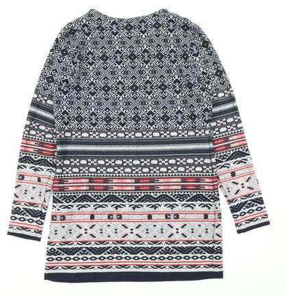 Back view of Alexara women’s blue batik knit a-line, size UK 14