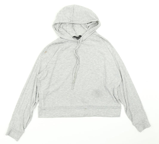 New Look Womens Grey   Pullover Hoodie Size M  - Cropped