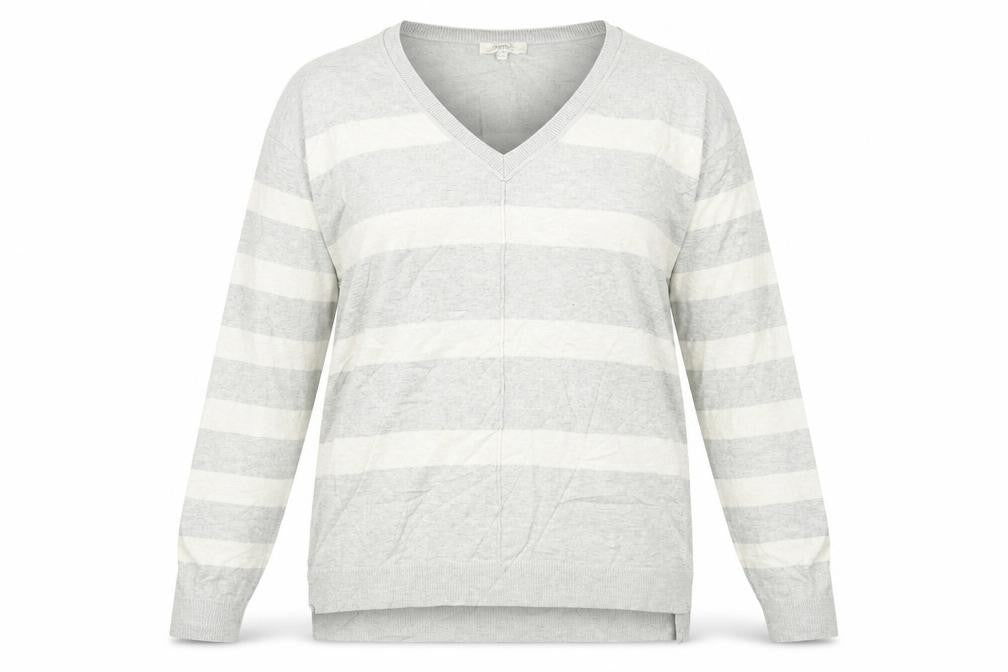 Papaya Womens Grey Striped Knit Pullover Jumper Size M