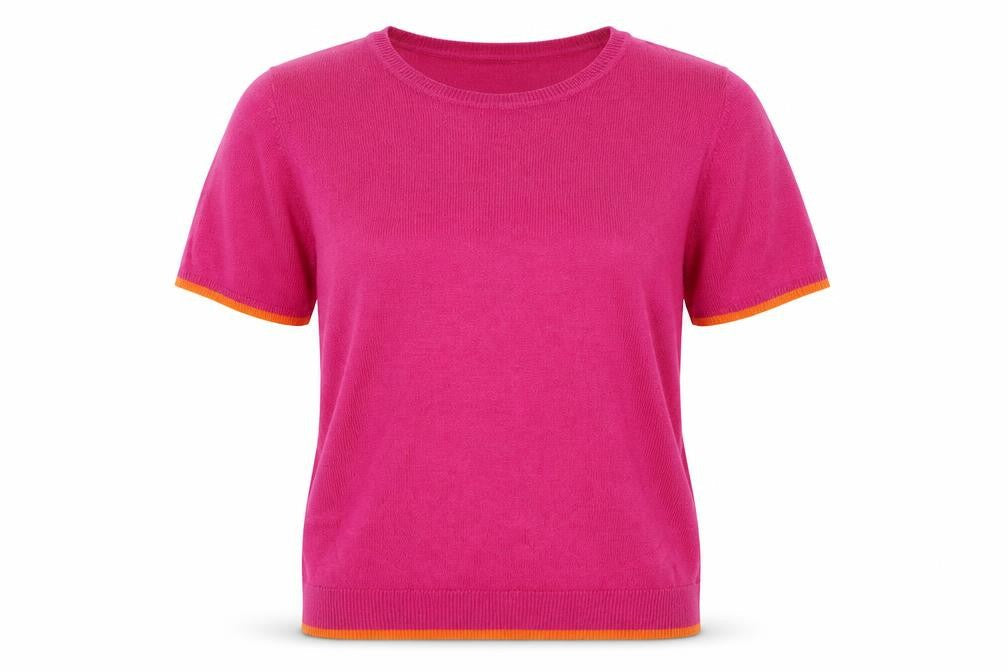 Bonmarché Womens Pink Knit Basic T-Shirt Size 12
