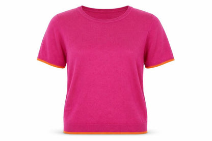 Bonmarché Womens Pink Knit Basic T-Shirt Size 12