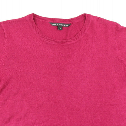 Bonmarché Womens Pink Knit Basic T-Shirt Size 12