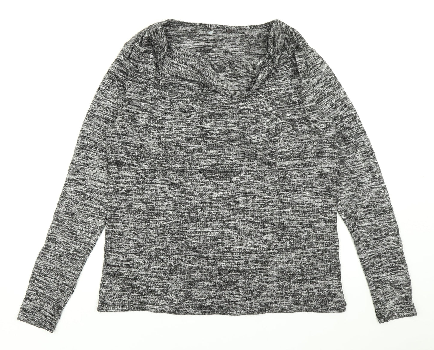 Preworn Womens Grey Striped Knit Basic T-Shirt Size 12
