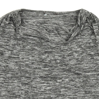 Preworn Womens Grey Striped Knit Basic T-Shirt Size 12