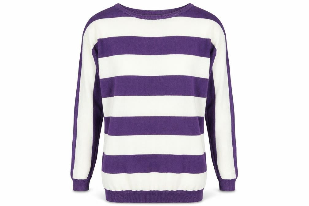 Divided Mens Purple Striped Knit Pullover Jumper Size S