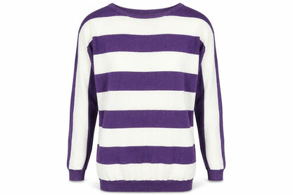 Divided Mens Purple Striped Knit Pullover Jumper Size S