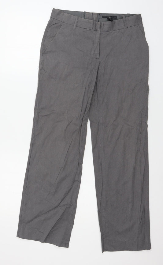 H&M Womens Grey Striped  Trousers  Size 8 L28 in