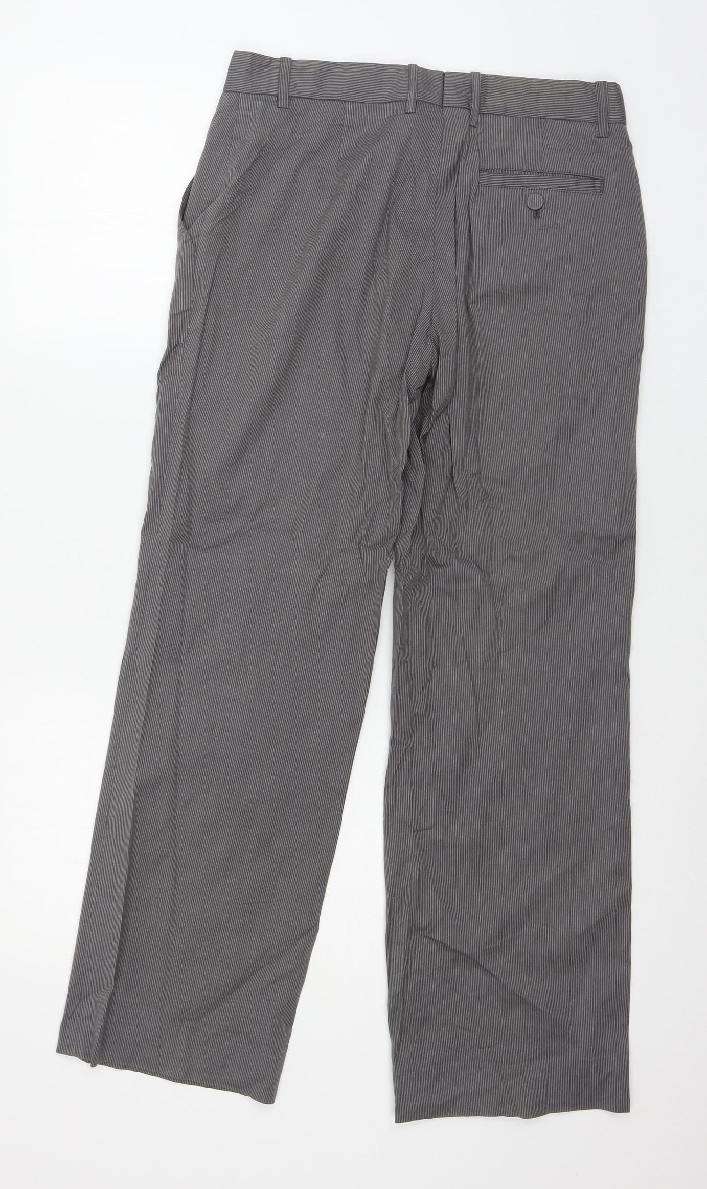 H&M Womens Grey Striped  Trousers  Size 8 L28 in