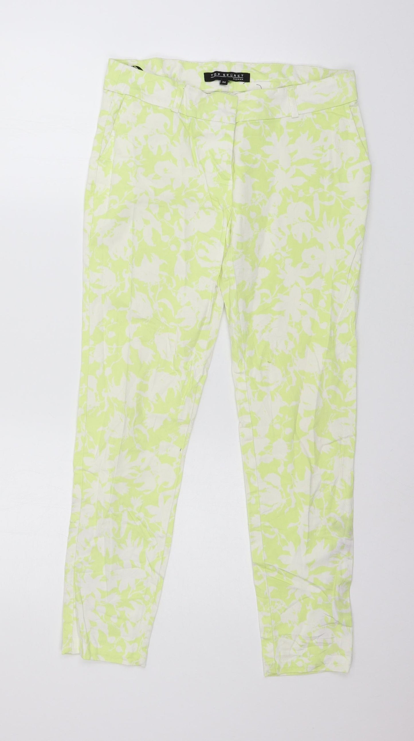 Top Secret Womens Green Geometric  Trousers  Size 8 L26 in