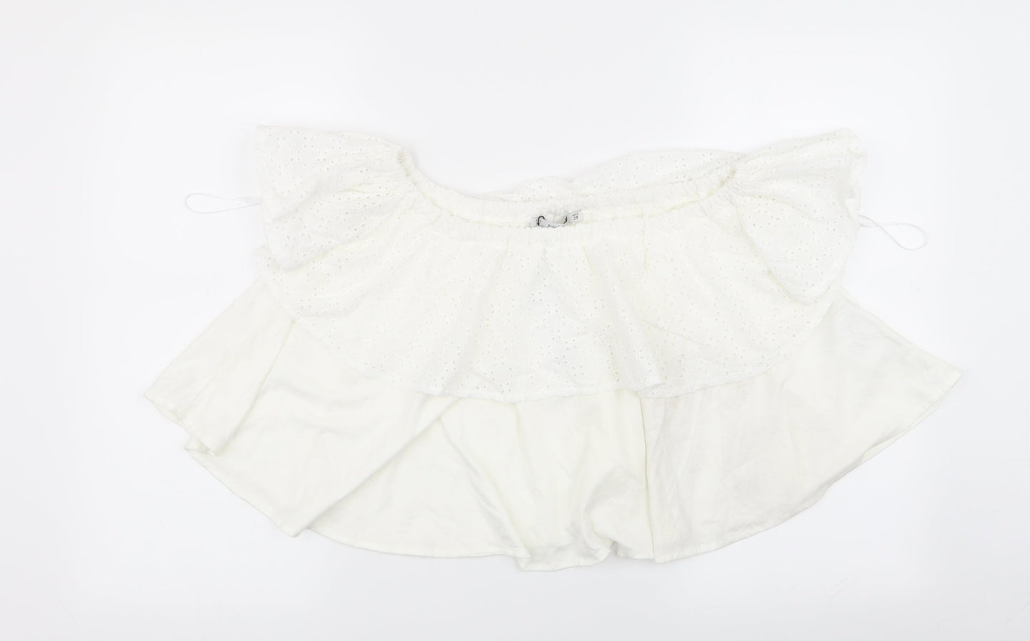 pull and bear Womens White Geometric  Basic Blouse Size M