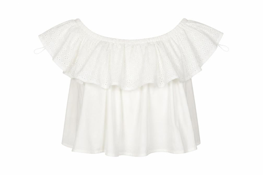 pull and bear Womens White Geometric  Basic Blouse Size M