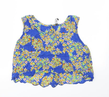 influence Womens Blue Floral  Basic T-Shirt Size 12