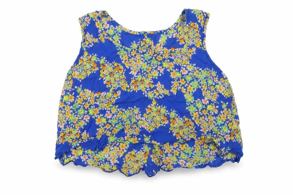 influence Womens Blue Floral  Basic T-Shirt Size 12