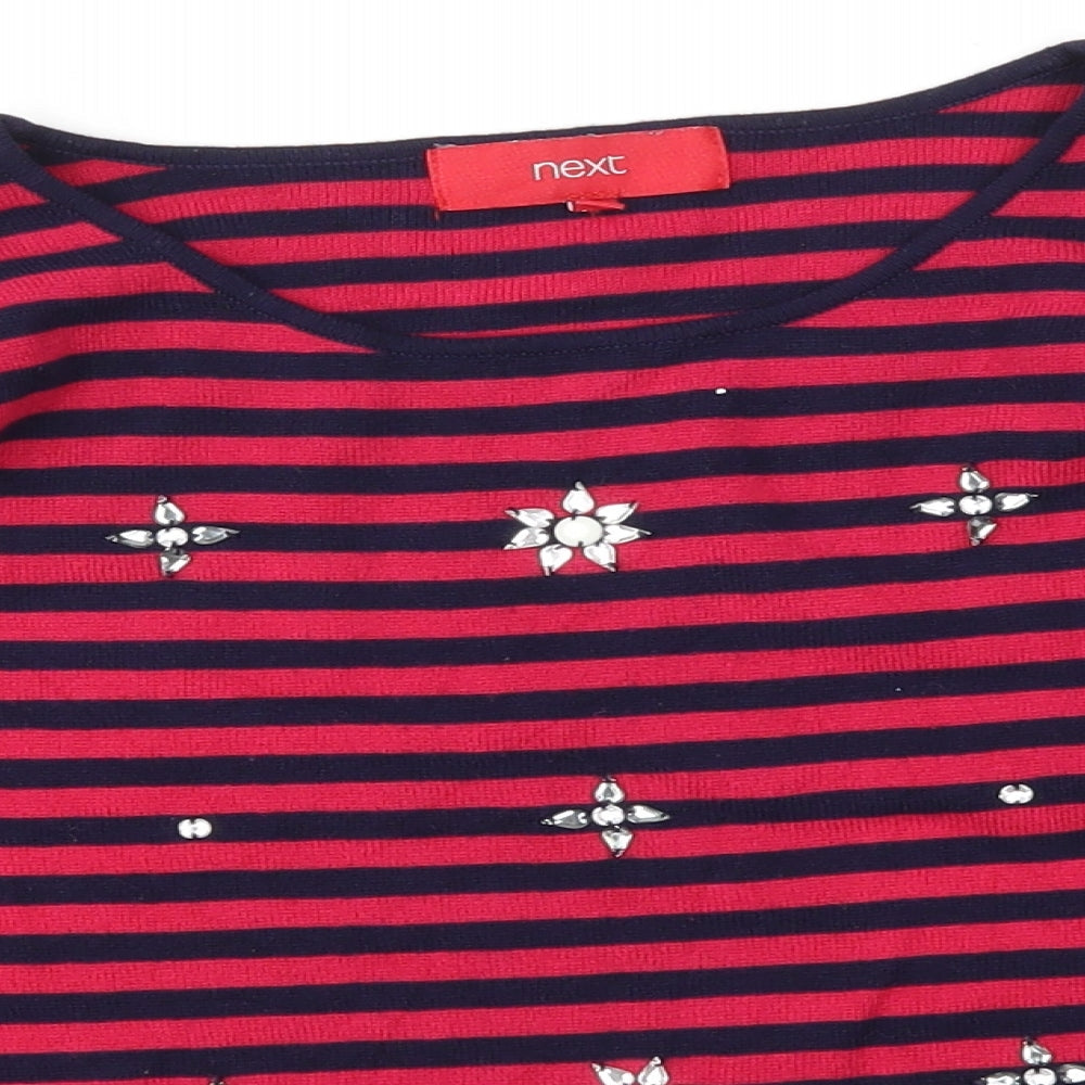 NEXT Womens Pink Striped  Basic T-Shirt Size 12