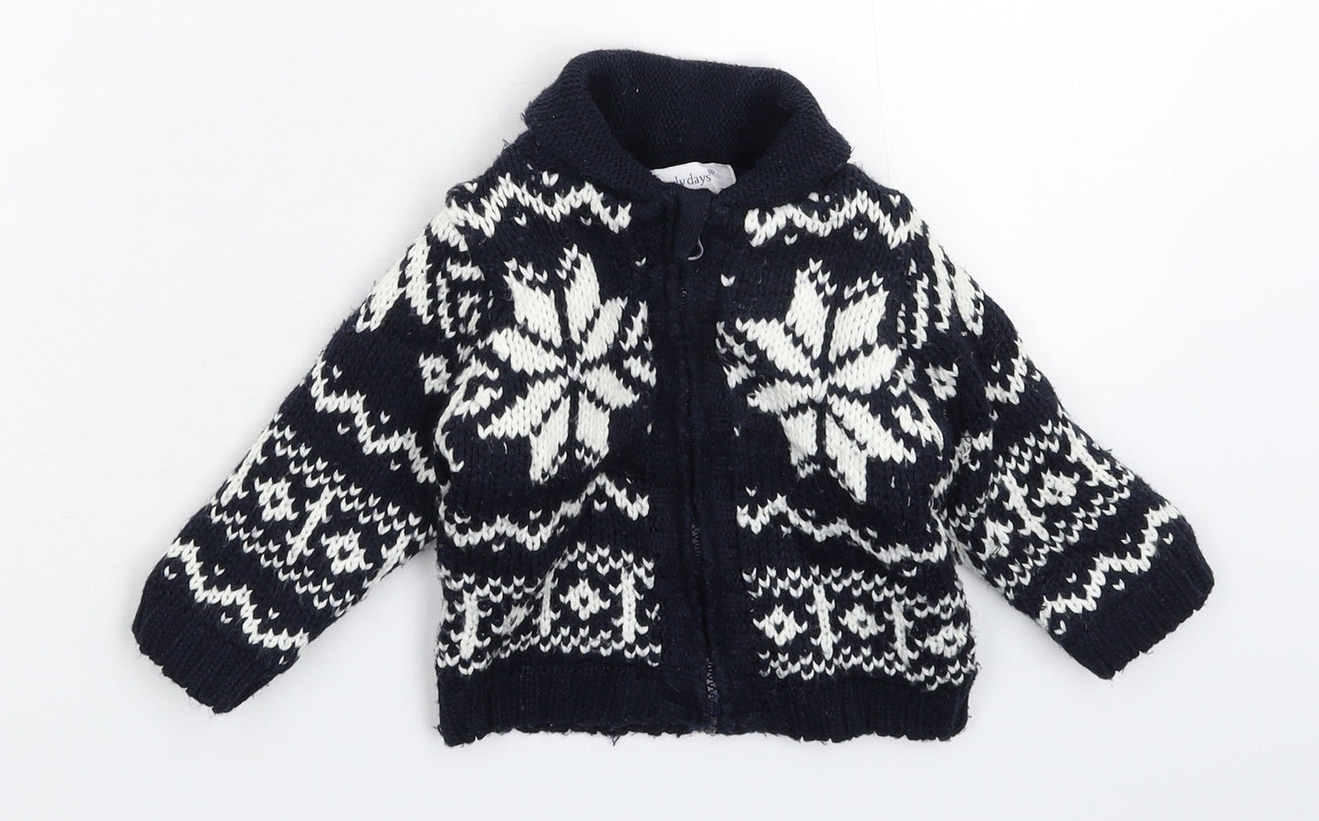 Earlydays Baby Blue Geometric Knit Jacket Coatigan Size 9-12 Months