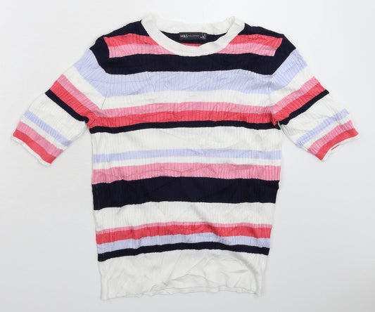 Marks and Spencer Womens Multicoloured Striped Knit Pullover Jumper Size 12