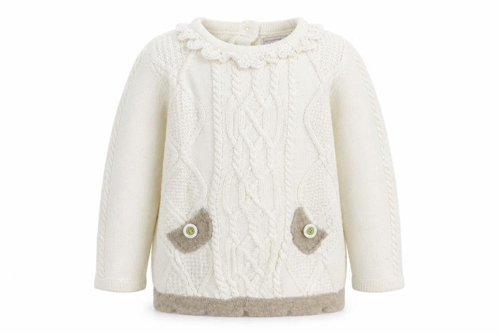 Catherine Malandrino Baby White  Knit Pullover Jumper Size 6-9 Months