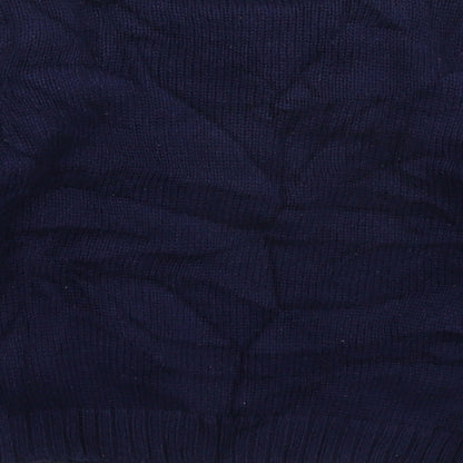 Brand and care label for Savannah girls’ blue knit jumper, size 24, months