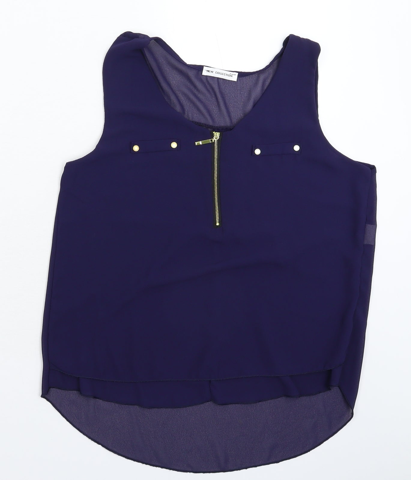 JW Moda Womens Blue  Satin Basic Blouse Size L