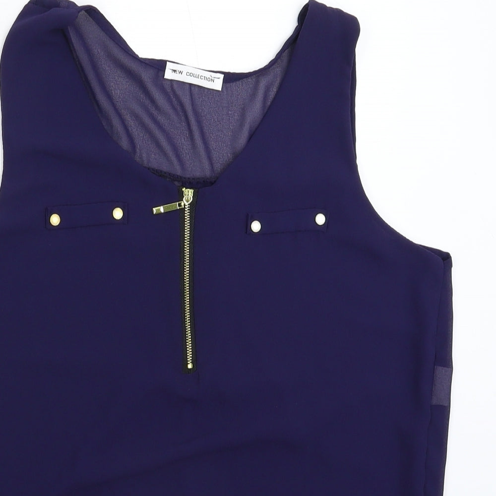 JW Moda Womens Blue  Satin Basic Blouse Size L