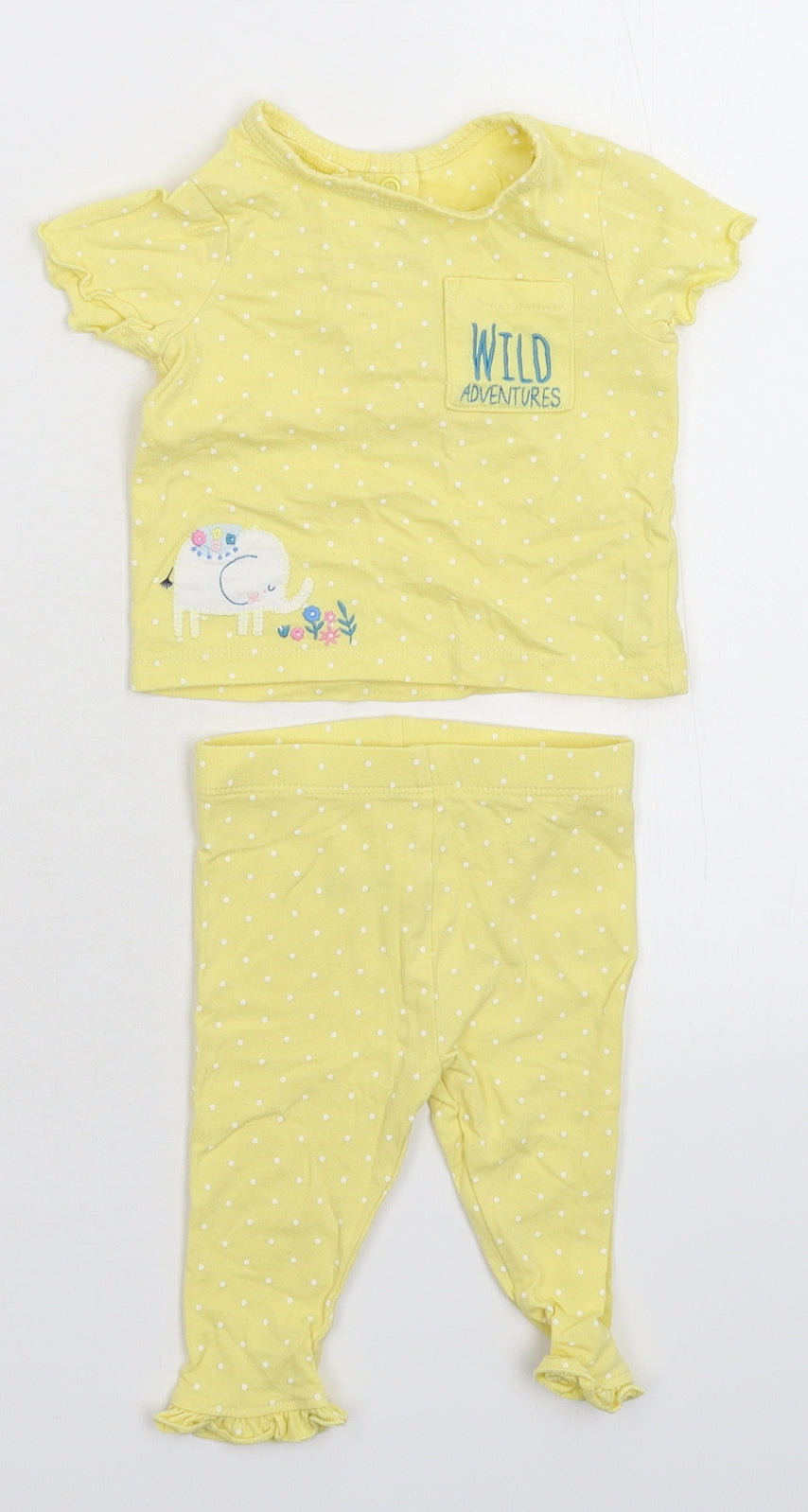Mini Club Girls Yellow Spotted  Babydoll Pyjama Set Size 0-3 Months