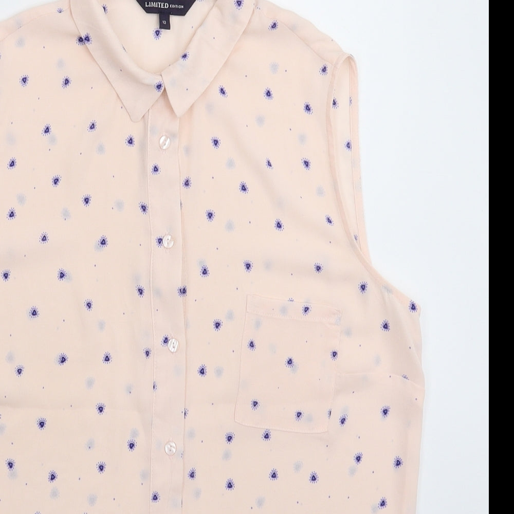 Marks and Spencer Womens Beige  Satin Basic Button-Up Size 12