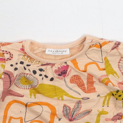 Close-up detail of Next girls’ beige basic t-shirt, size 0-3, months