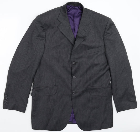 Marks and Spencer Mens Grey Striped  Jacket Suit Jacket Size 40