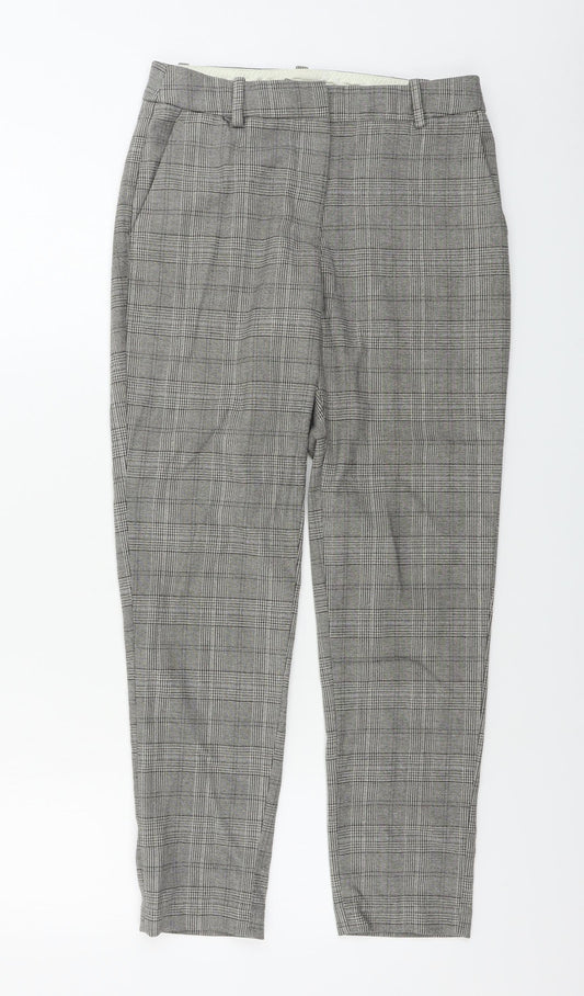 H&M  Womens Grey Check  Trousers  Size 6 L24 in