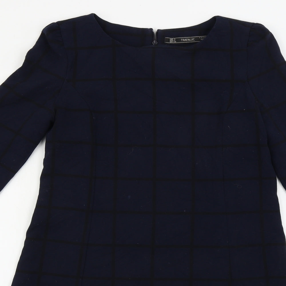 TRAFALUC  Womens Blue Check  A-Line  Size S