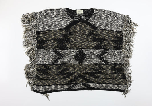 Papaya Womens Black Striped  Shrug Jumper Size M