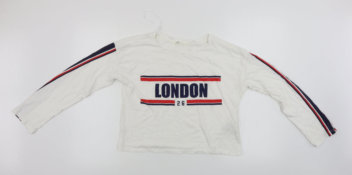 H&M  Girls White   Basic T-Shirt Size 14 Years