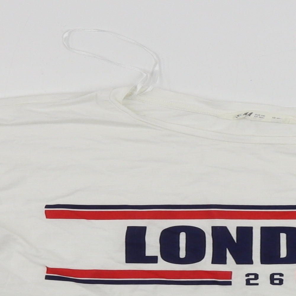 H&M  Girls White   Basic T-Shirt Size 14 Years