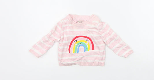 Primark Girls Pink Striped  Pullover Jumper Size 0-3 Months