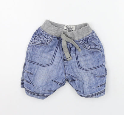 Additional front view of Tu Baby Blue Cargo Jeans, size 12-18, Months
