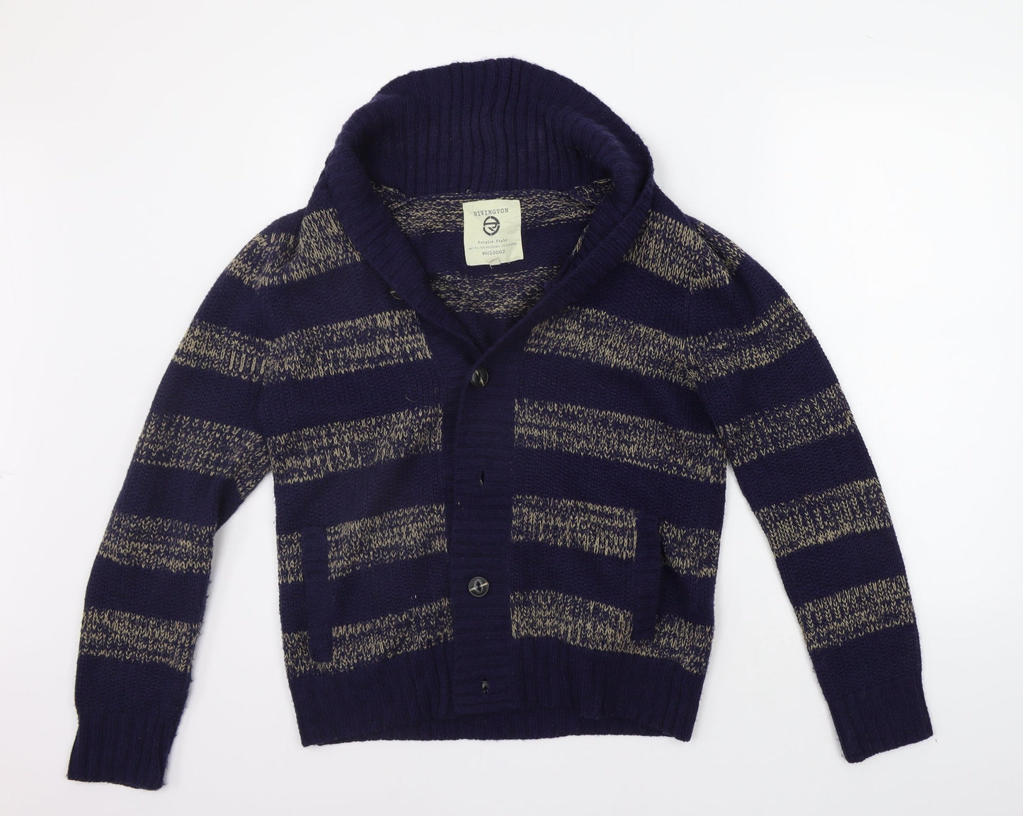 Rivington Womens Blue Striped  Cardigan Jumper Size S