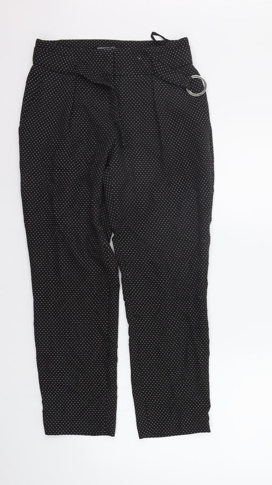 Dorothy Perkins Womens Black Polka Dot  Trousers  Size 8 L25 in