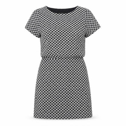 Front view of Atmosphere women’s black geometric a-line, size UK 6
