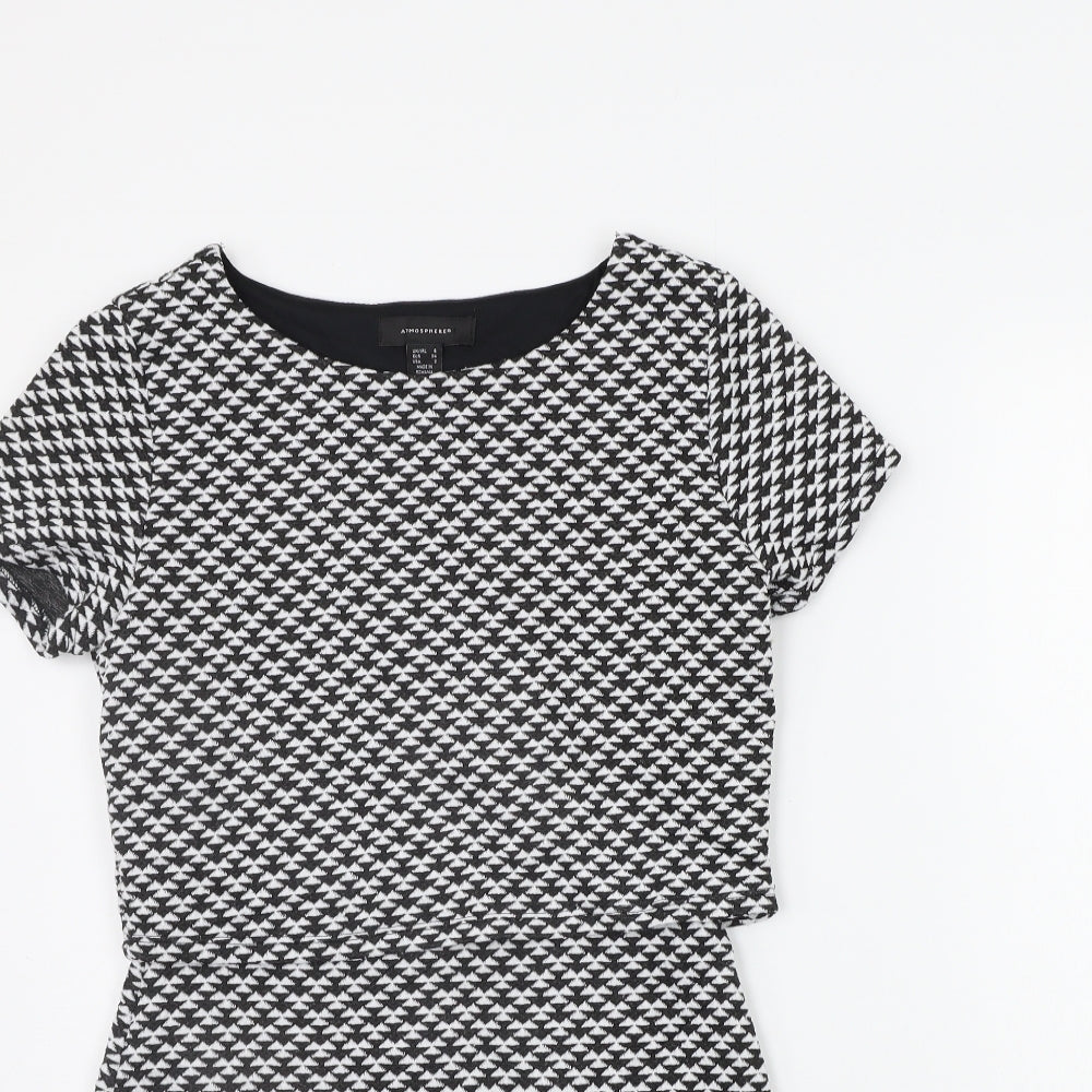 Atmosphere Womens Black Geometric  A-Line  Size 6