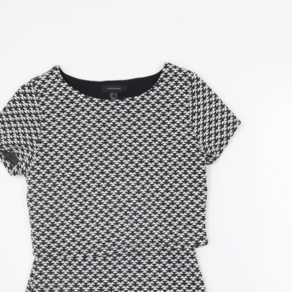 Close-up detail of Atmosphere women’s black geometric a-line, size UK 6