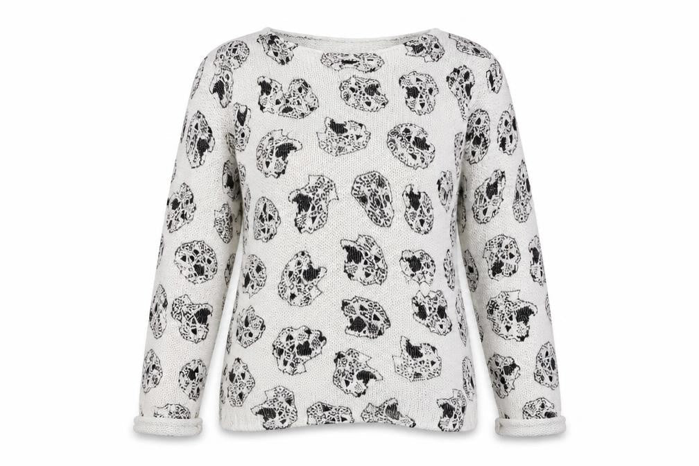 Warehouse Womens White Geometric  Pullover Jumper Size M