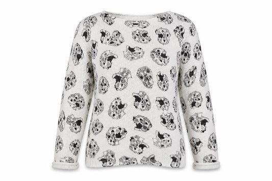 Warehouse Womens White Geometric  Pullover Jumper Size M