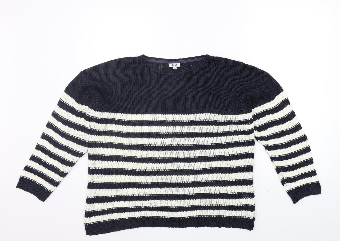 /text Womens Blue Striped  Pullover Jumper Size L