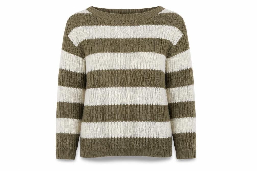 Be Beau Womens Beige Striped  Pullover Jumper Size 10