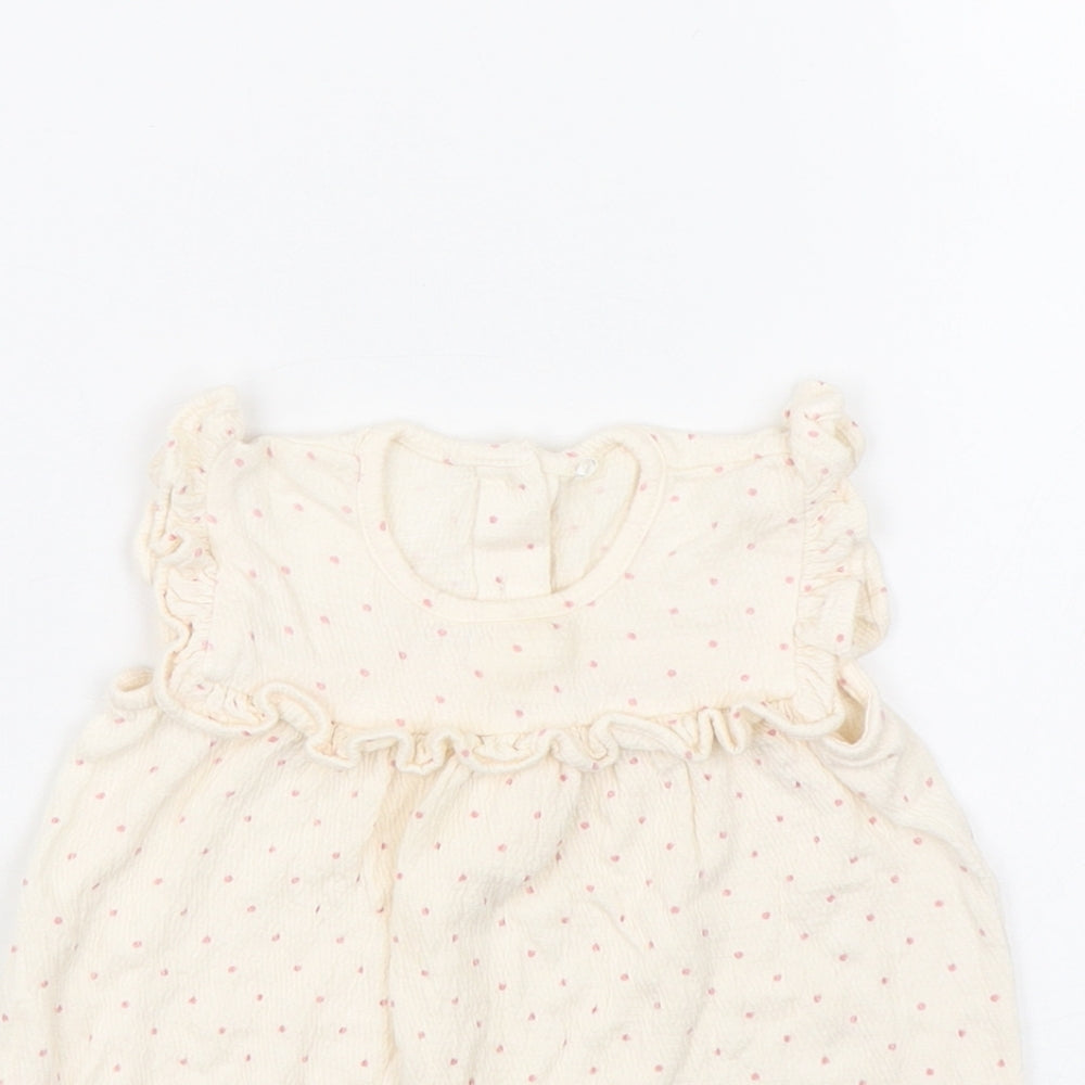 George Girls Beige Spotted  Babygrow One-Piece Size 3-6 Months