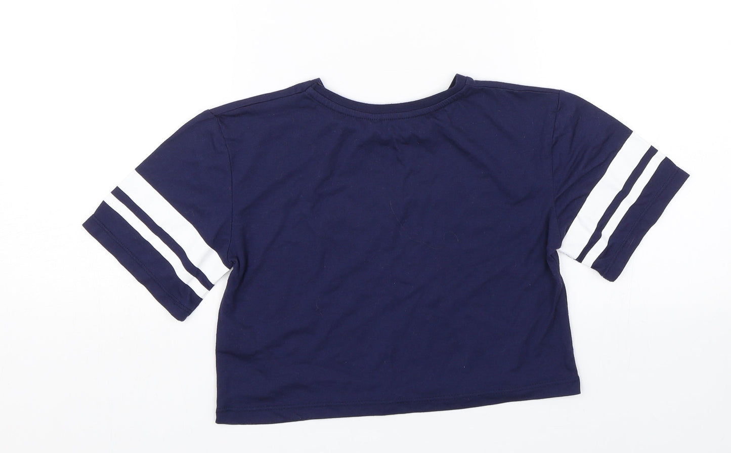 Matalan Girls Blue Striped  Cropped T-Shirt Size 10 Years