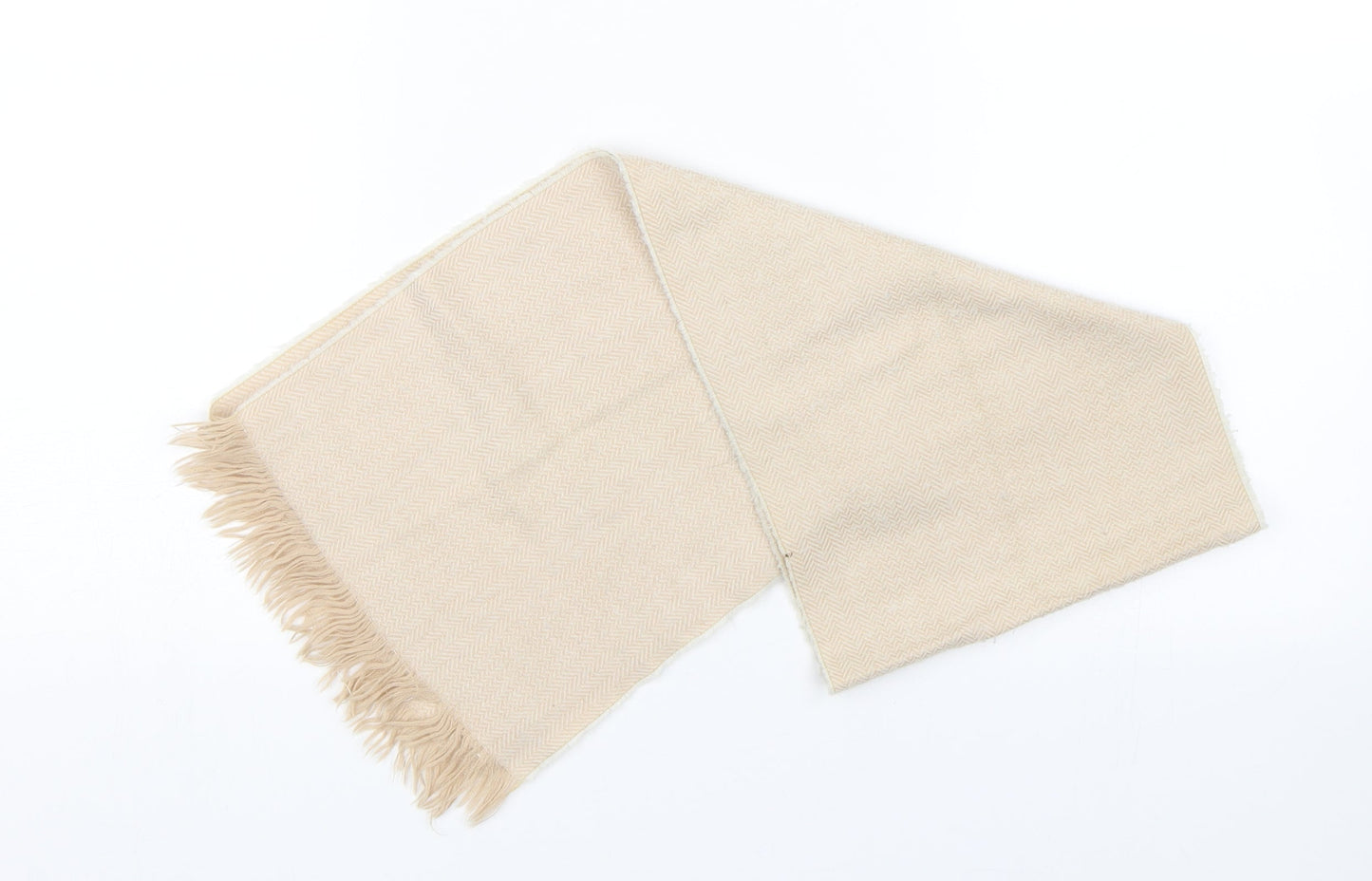 Preworn Womens Beige Herringbone   Scarf