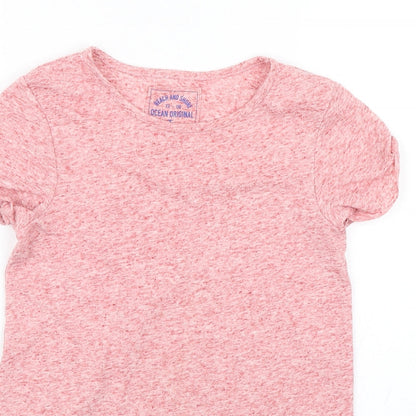 Close-up detail of Tu girls’ pink basic t-shirt, size 9, years