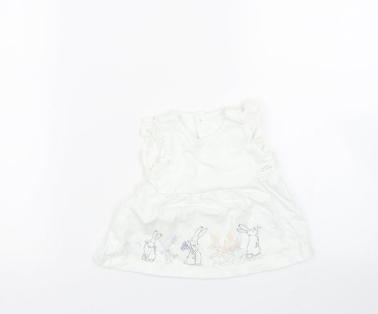 TU Girls White   Tank Dress  Size 3-6 Months  - Rabbits